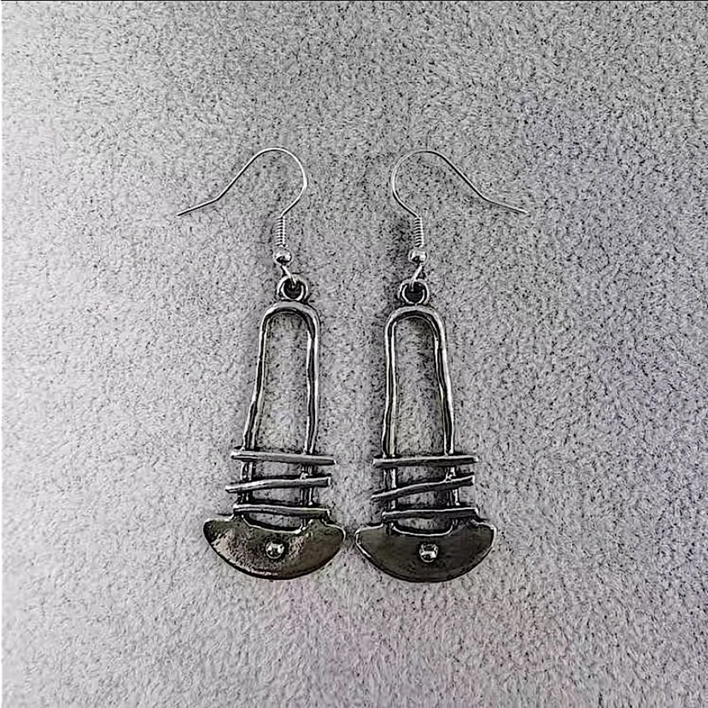 Geometric Bohemian Silver Irregular Vintage Dangle Earrings